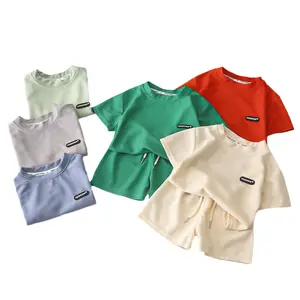 Casual Children's Summer Short Sleeves Shorts Sets Girls Boys Sport Clothing Solid Color Kids Summer Clothing Set