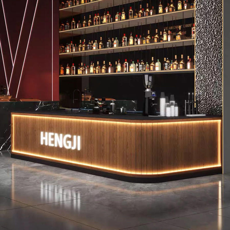 Modern Industrial Wood Bar Counter for