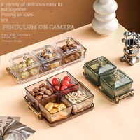Plateau à fruits moderne pour bar KTV, plateau à thé en verre pour collations, fruits secs, bonbons, durable, multifonctionnel, avec couvercle à 2-6 compartiments, pour la maison