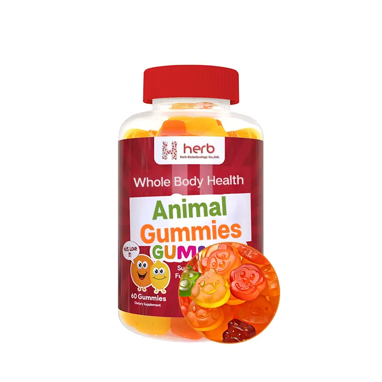 Gomitas de gelatina de animales para niños, suplemento alimenticio, gomitas multivitamina, fabricante OEM