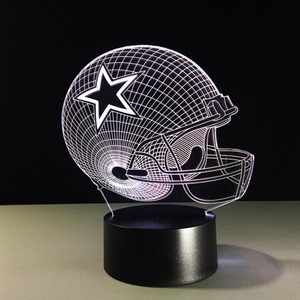 Lampe de nuit LED 3D Casque Dallas Cowboys, blanc chaud, à commande tactile, intensité réglable, en acrylique, branchement USB, taille moyenne, pour chambre contemporaine - Product Image 5