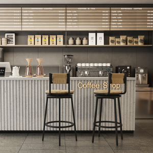 Modern High <b>Bar</b> Chairs Set of <b>2</b> Wooden Metal Design Wholesale Price Adjustable for Home <b>Bar</b> Hotel Restaurant Kitchen - Product Image 3