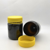 Bouteille en plastique ronde ambrée de 250 ml (8,5 oz) de qualité alimentaire pour sauce, miel, confiture avec bouchon inviolable