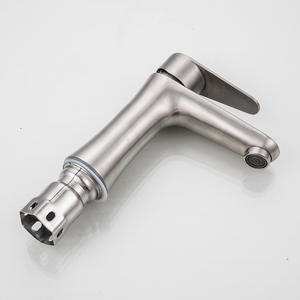 Robinet de lavabo en acier inoxydable à poignée unique avec cartouche céramique, montage sur plan, monotrou - Product Image 1