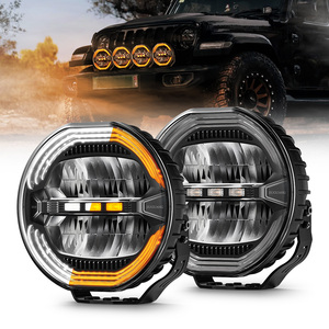 Đèn pha <span class=keywords><strong>LED</strong></span> 12V cho xe tải, siêu sáng, bền bỉ, đèn chạy ban ngày trắng hổ phách động, đèn chiếu xa 9 inch cho xe <span class=keywords><strong>Scania</strong></span> - Product Image 1