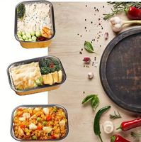Plaque de cuisson rectangulaire en aluminium noir de qualité alimentaire, récipient en aluminium recyclable de 1000 ml, mini moules à gâteaux avec couvercles