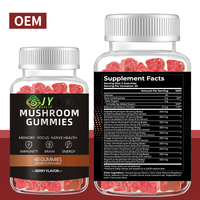 Gomitas de 10 Hongos (Cordyceps, Melena de León, Reishi, Chaga) 60 Unidades, Apoyo para la Memoria, Concentración y Nervios, Fabricante OEM ODM, Marca Privada