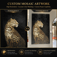 Mosaïque personnalisée hautement réalistique, motif léopard, mosaïque murale pour la décoration de la maison et des espaces commerciaux