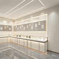 Vitrine de présentation de bijoux sur mesure, finition brillante, éclairage LED, vitrine en verre pour la vente au détail commerciale