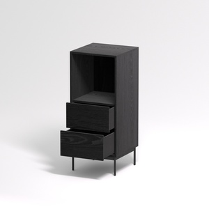 Comodino Minimalista Moderno Italiano in Pietra, Multifunzionale, per Stanze Piccole, Ultra-Sottile, con Spazio di Archiviazione, Arredamento Camera da Letto, Nero - Product Image 2