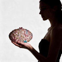 Pochette de soirée en strass motif animaux de la forêt, sac rigide multicolore à motif paon en cristal pour mariage et gala