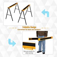 Lot de 2 échasses de travail pliables et peu encombrantes, support de table d'atelier portable en métal avec poignée pour le travail du bois et la construction