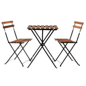 Conjunto de Mesa y Sillas de Jardín de 3 Piezas, con Estructura Metálica y Madera, Plegable, Venta al Por Mayor desde Foshan, Guangdong - Product Image 1