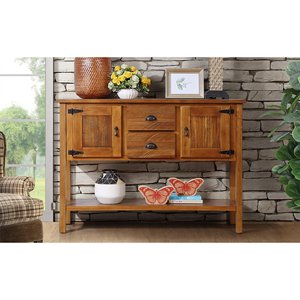 Solid Wood Sideboard Console Table 46'' with 2 Drawers Cabinets Bottom Shelf Retro Style Dining <b>Buffet</b> <b>Server</b> - Product Image 1