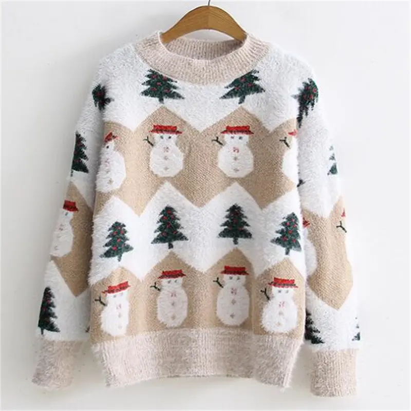 Popolare inverno nuova famiglia natale pullover maglione albero di natale pupazzo di neve maglia ragazza vestiti di natale per le ragazze