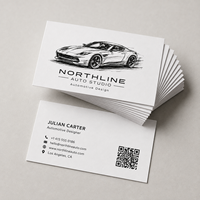 Cartes de visite minimalistes noir et blanc, impression personnalisée recto-verso avec code QR pour l'image de marque de l'industrie automobile