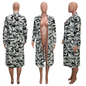 Wholesale <strong>Women</strong> Jackets Long Sleeve Trench <strong>Coat</strong> <strong>Camouflage</strong> Printed Ladies Long <strong>Coat</strong> - Product Image 6
