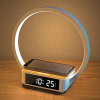 Décoration de maison intelligente 2023, lampe de chevet multifonctionnelle, lampe de nuit à intensité variable, réveil, chargeur sans fil universel