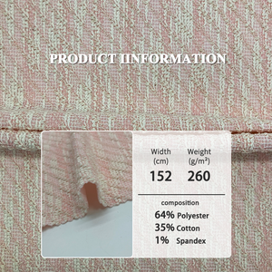 Gelanshow Superior Quality Suede Feel Plaid Polyester Cotton Spandex <strong>pink</strong> Plaid Luxury <strong>Tweed</strong> Chanelstyle <strong>Fabric</strong> for Garment - Product Image 2