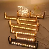 Lampe de nuit LED en forme de U, multicolore, à intensité variable, alimentée par USB, avec bases de table en bois de hêtre écologique pour décoration intérieure en acrylique
