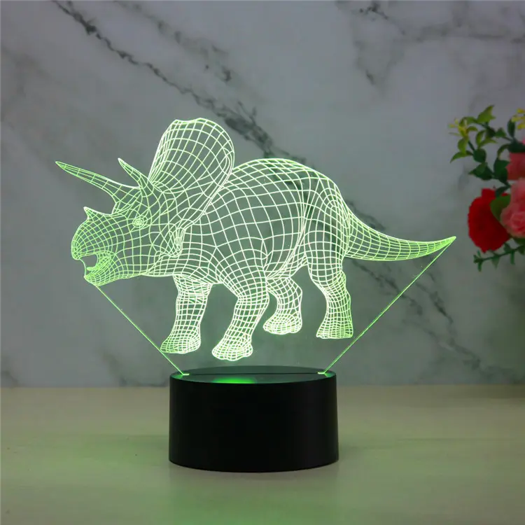 Nuovo Curioso Animale Tyrannosaurus 3D Lampada a Forma di Dinosauro Giocattolo 7 Colori Cambiamento USB Da Tavolo Tocco di Luce di Notte Scrivania Decor Kid