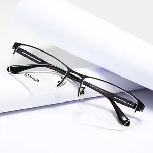 Prescription sans cadre de lunettes avec demi-cadres, verres optiques en titane,