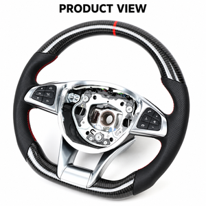 พวงมาลัยคาร์บอนลุคสำหรับ Mercedes-Benz C63 A45 E63 S63 G500 สีดำ รุ่น W204 W205 อะไหล่เปลี่ยนทดแทน ขายส่งสำหรับร้านซ่อม - Product Image 2