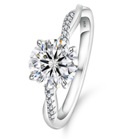 2ct Moissanit Diamant Rund 925 Sterling Silber Weißgold Plattiert VVS Gra Moissanit Solitär Damen Hochzeit Verlobungsringe