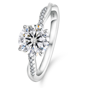 Anello <span class=keywords><strong>Solitario</strong></span> da Donna in Argento Sterling 925 Placcato Oro Bianco con <span class=keywords><strong>Diamante</strong></span> Moissanite Rotondo da 2 Carati VVS per Matrimonio e Fidanzamento - Product Image 1