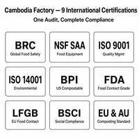 Boîte à emporter en bagasse de canne à sucre biodégradable et compostable, à 2 compartiments, 9x8 pouces, fabriquée au Cambodge, vente en gros