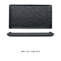 Plateau de service plat noir 26 × 15 cm rectangulaire effet pierre M1934 52008B
