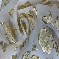 Tissu en mousseline de soie velours de soie viscose personnalisé tissu 70D fil métallique or conception 100% tissu polyester Jacquard fleur tissé