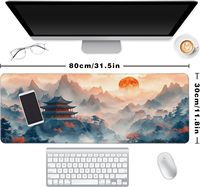 Bantalan Mouse Gaming dasar karet anti selip tepi jahit bunga sakura Jepang tersedia untuk penggunaan kantor & Rumah