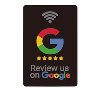Carte de visite personnalisée avec puce NFC 1k RFID 13,56 MHz, protocole ISO 14443A, matériau PVC imperméable, carte pivotante en U pour les avis Google