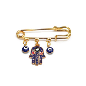 Broches Mão de Fátima, Alfinetes de Colar Hamsa, Amuletos Olho Grego e Olho Azul, Alfinetes de Bebê para Casamento e Noivado - Product Image 4