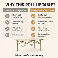 Table pliante moderne XL en acier carbone ultralégère pour camping, pique-nique, barbecue – Mobilier d'extérieur pliable