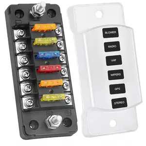 6Way 12V Marine ATC/ATO Blade Fuse Box Block Panel Waterproof Cover Circuit Fuse Holder with Negative Bus for Car RV Automotive