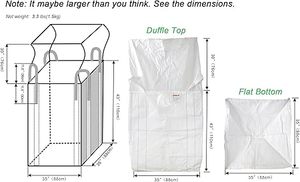 Huamaohengchun 35" L X 35" W X 43" H 2200lbs SWL Duffle Top Flat Bottom Woven <b>Canvas</b> FIBC Food Grade Breathable Bulk Bag - Product Image 2