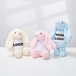 Toptan özel Logo paskalya tavşanı tavşan doldurulmuş hayvanlar sevimli karikatür uzun kulak peluş oyuncaklar pamuk gömlekler mükemmel hediye toplu - Product Image 4