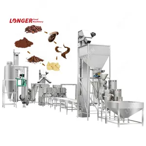 Complète Ligne De Production De Fèves De Cacao Usine de Transformation Plumes Fèves De Cacao au Chocolat Bar Équipement