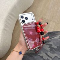 Étui de téléphone étoile à pois rouge vin pour iPhone 17 Pro Max étui de téléphone portable étui époxy bord argent pour Apple 15 pour fille
