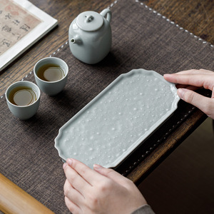 Guanlan Sky Blue Ru Kiln Ceramic <b>Tea</b> Tray Porcelain Dry Brewing Pad Teapot Holder For <b>Tea</b> <b>Set</b> Accessories - Product Image 1