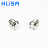 Interrupteur à bouton-poussoir métallique HUSA 12 mm - Auto-bloquant, à réinitialisation automatique, étanche IP65, 1A, 1NO, borne à broches, interrupteur électronique