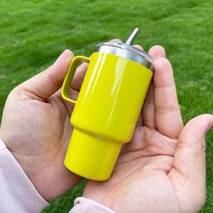 3oz Shimmer Glitter Candy Macaron Colors Blank Sublimation Handled Stainless Steel Tumbler Mini <b>Shot</b> Glass with Handle <b>Straw</b> - Product Image 5