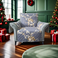 Nouvelle arrivée, élégante housse de canapé à motif floral gris, matelassée en diamant, lavable, housse de fauteuil pour la décoration de la maison
