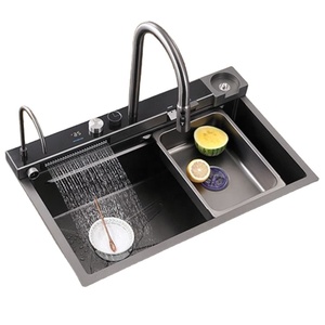Évier de cuisine rectangulaire en acier inoxydable à cuve unique, design nano <span class=keywords><strong>noir</strong></span> avec un trou, dernière tendance - Product Image 1
