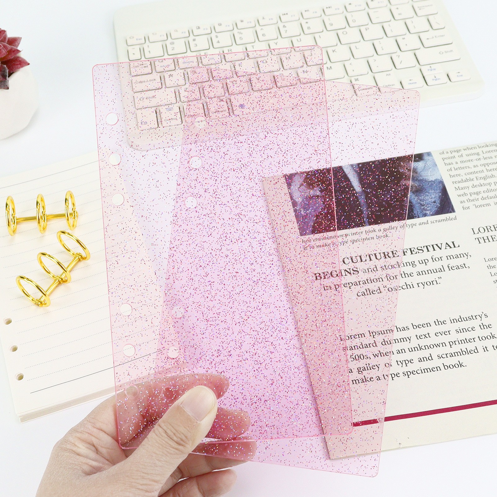 Glitter rosa a6 copertura in acrilico (foglio singolo)