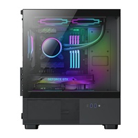 Boîtier d'ordinateur de jeu de bureau MATX MicroATX Mid Tower avec trous, construction en acier et fenêtre latérale pour aquarium