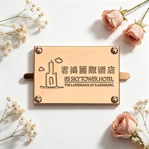 Bag Wholesale Zinc Alloy Polished Metal Logo Labels Custom Embossed Metal Tags with Two Prongs for Leather Handbag <b>Backpack</b> - Product Image 4