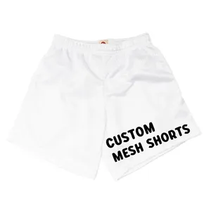 Malha em branco colorido shorts dupla camada poliéster malha basquete shorts malha personalizada
